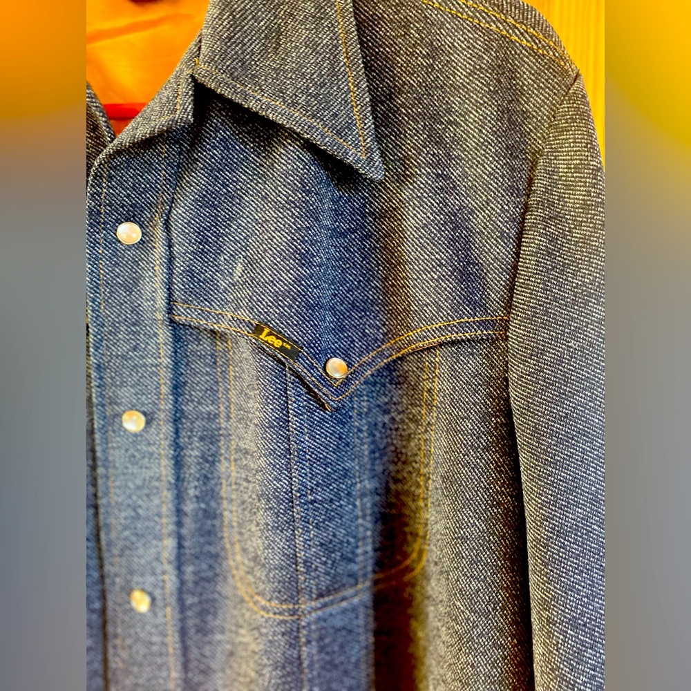 Vintage Lee Brand Pearl Snap Faux Denim Shirt Jacket. Excellent condition!